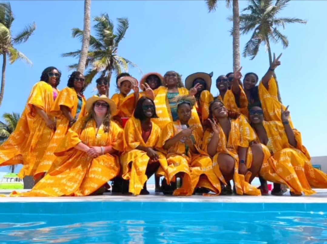 group wearing adire exclusive clothes